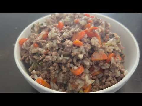 How to Make homemade Dog food beef rice and vegetables