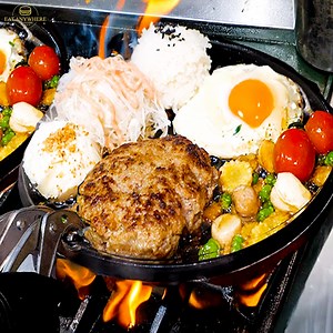 21K views · 410 reactions | ONLY 100 Plates Served Daily! The Best Ever Juicy Hamburger Steak on a Hot Plate | Eat Anywhere | Facebook