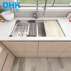 [Hot Item] Upc High Quality Kitchenware Commercial Restaurant Black Double Bowl 304 Stainless Steel Workstation Kitchen Sink