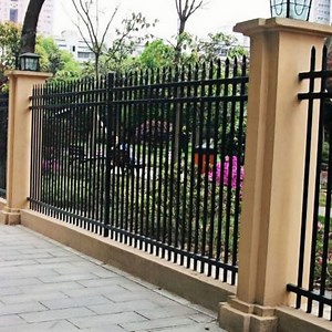 Custom 10FT Black Metal Picket Wrought Iron Fence Panels 3D Model Residential Steel Decorative Fencing