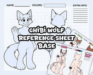 Chibi Wolf Reference Sheet Base | DIY Furry Coloring Page - Etsy