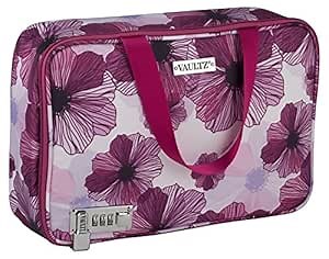 Vaultz Locking Travel Case for Cosmetics Storage, Purple Floral (VZ03751)