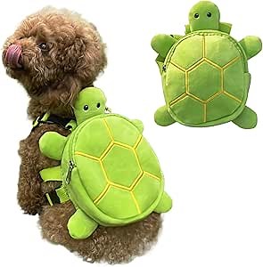Dog Harness Backpack Cute Doggie Backpack Carrier for Small Medium Dogs, Dog Saddle Bag Pet Vest, Turtle Shape Hiking Backpack for Puppy Outdoor Travel Hiking Adjustable Dog Bag