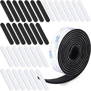 61Pcs Hat Size Reducer, Hat Size Tape Insert Foam Reducing Tape Roll Self Adhesive for Hats Caps Sweatband (3mm 4mm 5mm Black and White)