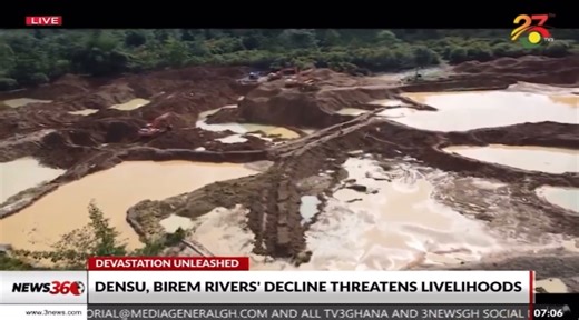 The Densu and Birem rivers, once vital sources of livelihood for local communities in the Eastern Region, have been severely impacted, resulting in significant harm and disruption for residents. What was once a blessing has now become a burden. #News360 | TV3 Ghana