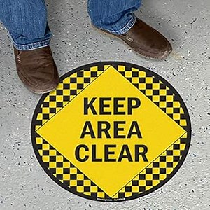 SmartSign “Keep Area Clear” Anti Slip Adhesive Reflective Floor Sign | 17" x 17"
