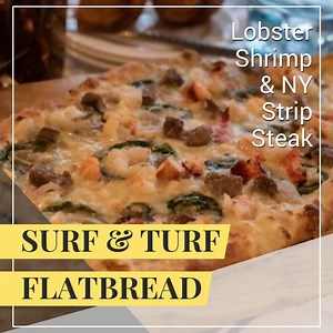 Surf & Turf Flatbread HOT out of the Hearth Oven from our restaurant TRIA in the lobby! Made with Lobster, Shrimp, and NY strip steak on our house cranked pizza dough with our mornay sauce, shallots, spinach and sharp white cheddar cheese [contains onion & dairy]. Happy Friday-Eve! | The Henry - Autograph Collection