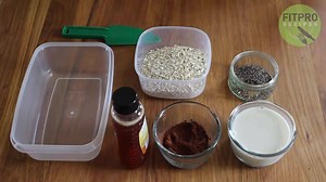 Need a delicious, healthy breakfast idea? Make this quick, easy recipe the night before to save time in the morning :-) 100g oats (use gluten free oats if preferred) 1 tbsp cocoa powder 2 tsps chia seeds 150ml unsweetened almond milk 1 tbsp honey (or use sweetener of your choice) 200g Greek yoghurt 100g mixed berries Serves 2 Per serving: 346 calories 6g fat 52g carbs 21g protein Place the oats, cocoa powder, chia seeds, almond milk and honey in a sealable container and stir well. Cover and refr