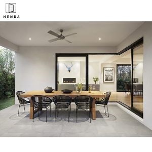 [Hot Item] 2022 Black Color Patio Door Triple Rail Aluminum Double Glass Sliding Door with Mosquito Net