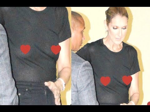 Celine Dion Braless FLASHES N!pples In See Through Black Top