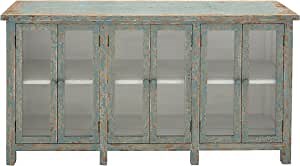 Deco 79 60136 Wood Glass Console Cabinet, 58" x 33"
