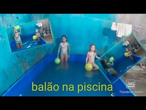 desafio na piscina,desafio do balão no ar na piscina.