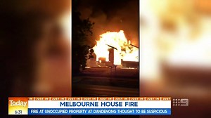 JUST IN: A fire has engulfed a home in Melbourne's South East and is thought to be suspicious. #9News | http://9News.com.au | 9 News Melbourne