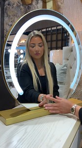 2.7K views · 18 reactions | Beautiful gold round Hollywood mirror with light settings from bright to subtle - Call us on 02890 237018 for prices - Also available in cream | Exclusive designs castlecourt | Facebook
