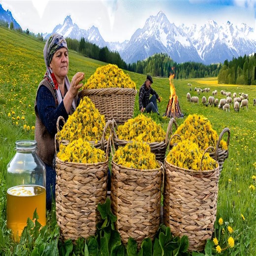 Nature's Sweetness: Preparing Dandelion Syrup in the Mountains | ASMR video | Beatrice Bergen