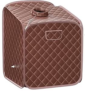Giantex Portable Steam Sauna Spa 2L Folding Private Sauna Tent W/Chair Foot, Massage Roller, Absorbent Pad,9 Adjustable Temperature Levels for Stress Fatigue 33 x 33x 42 Inch (Coffee)