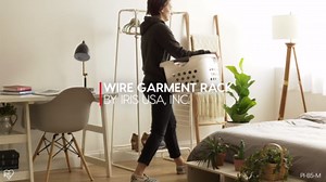 IRIS USA Clothes Rack with 2 Metal Shelves, Freestanding Clothing Racks for Hanging Clothes, Easy to Assemble, Standing Metal Sturdy Garment and Accessories Rack, Small Space Storage Solution, Black