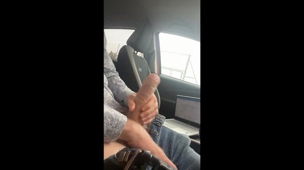 Public car wank, dogging, exhibition, nearly CAUGHT, big cock masturbated outside outdoors, cumming