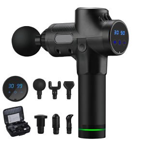 [Hot Item] Massage Gun Deep Tissue Handheld Percussion Massager Six Different Heads 30 Speed Options Machine Gym Massager Muscle Gun