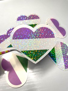 Genderqueer Pride Flag LGBT, Single Large Die Cut Holographic Waterproof Stickers for Water Bottle, Sticker for Laptop Planner Journal - Etsy