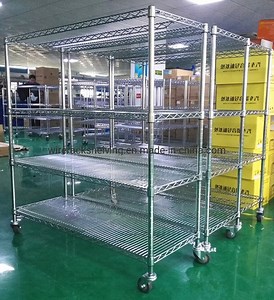 [Hot Item] Chrome Plated ESD Conductive Storage Wire Rack Shelving with Anti-Static Casters