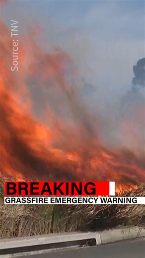 #BREAKING An emergency warning has been declared as a large grass fire threatens multiple properties in southwest Sydney, impacting train services in the area. MORE: https://bit.ly/3yUhW9U | Daily Telegraph