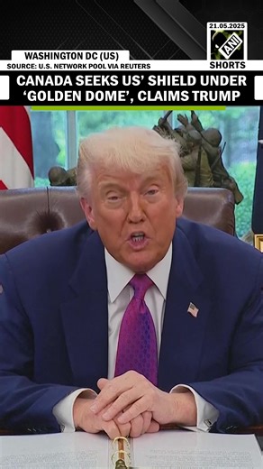 6.3K views · 70 reactions | Breaking: Trump claims Canada wants ‘protection’ under US’ Golden Dome project amid friction #DonaldTrump #PeteHegseth #WhiteHouseBriefing #GoldenDome #MadeInUS #USDefense #BreakingNews #usmissile #ovaloffice #Canada #Markcarney | Asian News International (ANI) | Facebook