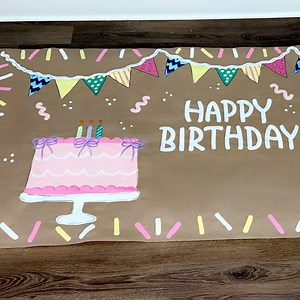 Custom Hand Painted Birthday Banner Brown Paper - Etsy