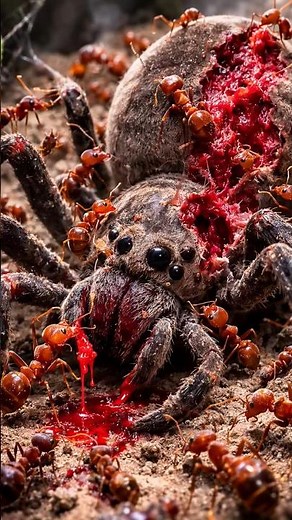 “1000 Ants vs Giant Spider 😱 | Nature’s Brutal Battle!”#shorts