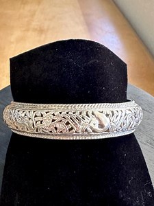 Ethnic Chinese Sterling Silver Bangle Bracelet Repoussé Story Telling Intricate Filigree Floral, Bird, Book Design, Hollow, Two China Marks - Etsy