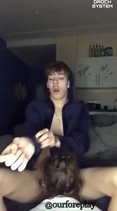 Straight guy getting head and making her gag