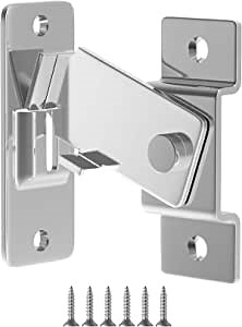 90 Degree Flip Sliding Barn Door Lock, Heavy Duty Door Latch - Protect Privacy for Barn, Garden, Bathroom, Outdoor, Garage, Window, Sliding Door, Sliver