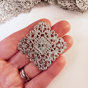 Set of 12, Filigree Findings, Detailed Lace, Silver Iron Filigree, Etched Metal, Embellishments, Jewelry Making, Crafting Supplies, #17B - Etsy