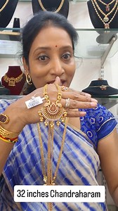 32 inches Chandraharam 3 layer interlink chains , 🦚 peacock ad pendent high look gold polish Now trending ✨ traditional and modern look Rs 890 free shipping Ad stones filled with multi color stones Book now at 7339588688 | Akshavi Trends