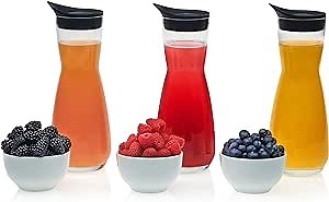 Libbey Make Your Own Mimosa Bar Set with 3 Carafes with Lids and 3 Garnish Bowls