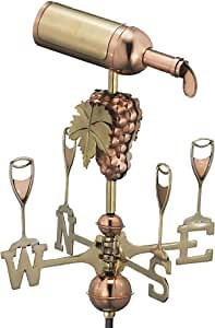 Good Directions Wine Bottle Weathervane with Roof Mount, Pure Copper