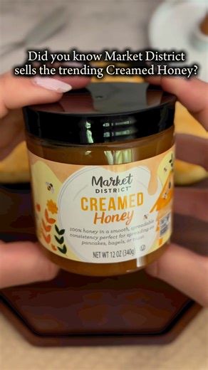 3.3K views · 18 reactions | Sweet like honey and spreadable like butter, creamed honey is perfect for pancakes, bagels, and biscuits!#creamedhoney #honey #trendingfood #marketdistrict #foodiefinds | Market District | Facebook