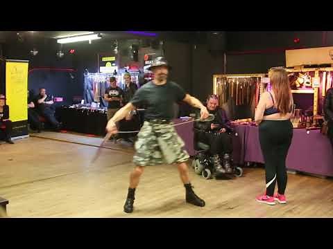 Demo: Whipping a partner with a 6 foot bullwhip in a small club