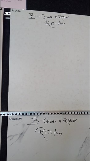 600x600 Hard body Tiles B Grade 💰 R 95 per square meter 💰 R 171 per box 📐 1,8 square meters per box / 5 tiles per box 📍 UC Tiles, Irene Centurion 📞 0834077211 / 0832899808 #tiles #flooring #homerenovation #homeimprovement #tilestyle | UC Tiles