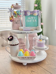 Easter Tier Tray Decor: Pastel Spring Faux Bake Set - Etsy