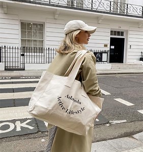 [Hot Item] Custom Logo Oversize Giant Large Thick Handle Weekender Grocery Cotton Canvas Tote Bag