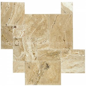 [Hot Item] Cream Gold Travertine French Pattern Tiles