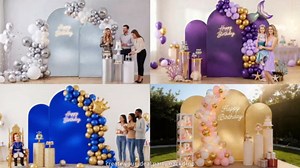 Shimmer Royal Blue Arch Backdrop Cover 7.2FT with Zipper,Thick Soft Stretchy Sequin Glitter Spandex Fitted Chiara Cover for Birthday Baby Shower Graduation Party Photo Backdrop