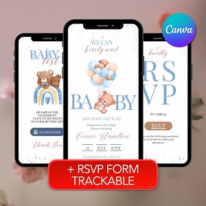 Editable Bear Baby Shower Invitation: Digital RSVP Website Invite - Etsy