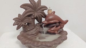 Spiritual Incense Waterfall Burner The Backflow Holder Decoration Smoke Inscents-Burners Fountain Ornament Only Ceramic (Dolphin)