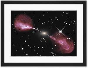Artery8 Hubble Space Telescope Image Multiwavelength Radio Galaxy Hercules Jets Of Plasma Powered Gravitational Energy Supermassive Black Hole Core 3C 348 Artwork Framed Wall Art Print 18X24 Inch