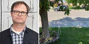 Rainn Wilson slams racism denial with a 'chilling' photo of a noose hanging in his friend's yard.