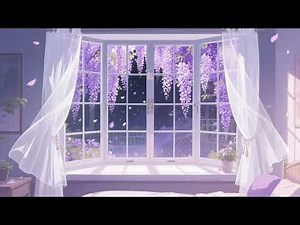 VTuber Animated Background – 4K Night Window with Wisteria
