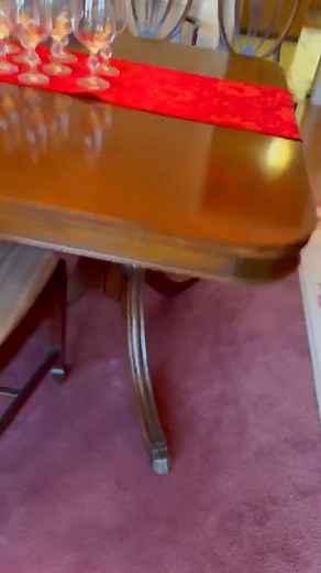 $300 • Mahogany dining table with 6 shield back chairs c. 1920’s mahogany claw foot dining table style Duncan Phyfe https://www.facebook.com/marketplace/item/3170963729738086/ | Gayle Nudelman