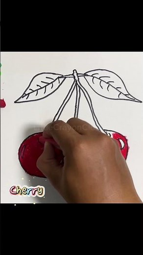 Coloring a Cherry Using Crayons for Kids #art #fyp #drawing #coloring #painting #shorts #howtodraw